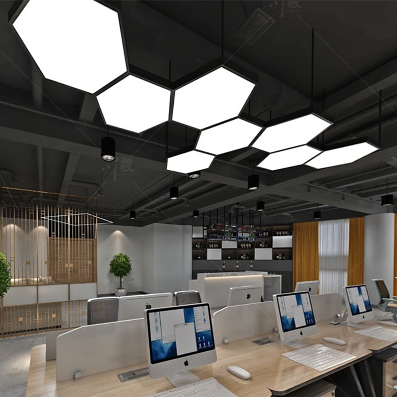 Hexagon Acoustic Panel With LED Lights Suspended Commercial Lighting LL0186SAC-480